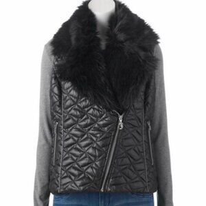 HOST PICK- JUICY COUTURE BLACK COLLARED QUILTED VEST/LOGO CHARM ON ZIPPER/SZ M